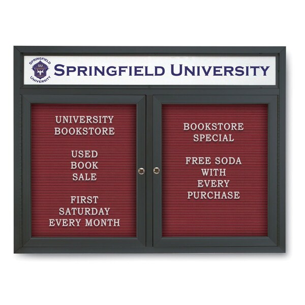 Indoor Enclosed Combo Board, 42"x32", Bronze Frame/Green & Cobalt